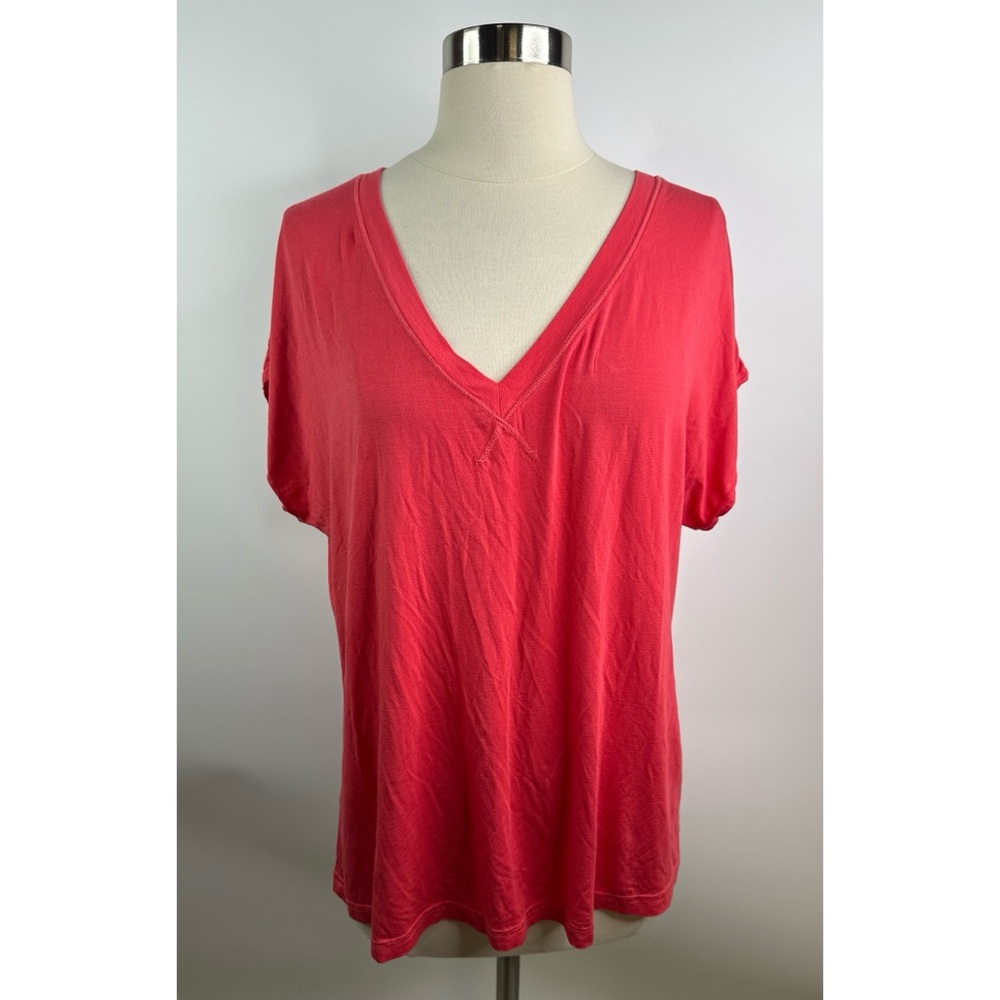 Hard Tail short sleeve athletic V-Neck knit oversized women’s Top